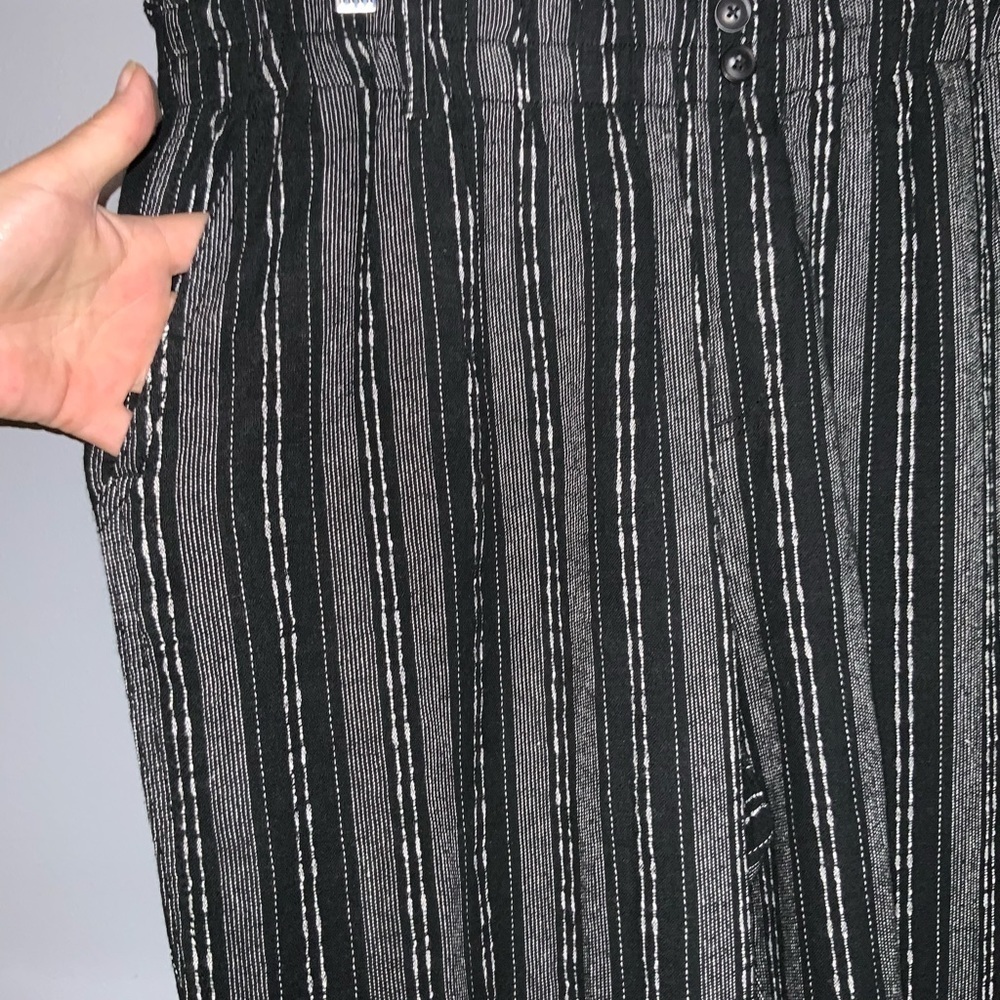 Briggs Black~White Stripe Linen Blend PullOn Elastic Waist Wide Leg Pants XL NWT - Picture 5 of 11